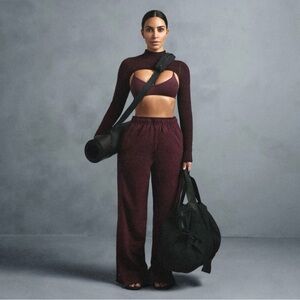 NIKE x SKIMS MATTE TRICOT SIDE SNAPS PANT IN CURRANT